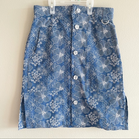 Julien David Vintage Tailored 1980's Look Floral Thread Embroidered Skirt - Picture 16 of 16